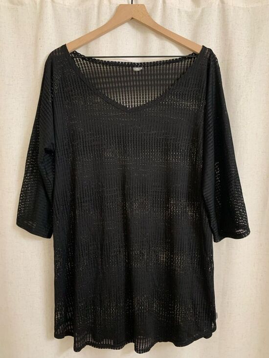 O'Neill Other - O’Neill Swim Cover Up Black Open-Knit V-Neck Tunic Top XL